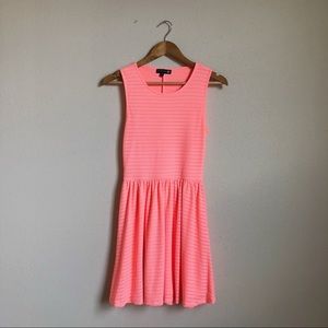 Textured Striped Bright Pink Skater Dress